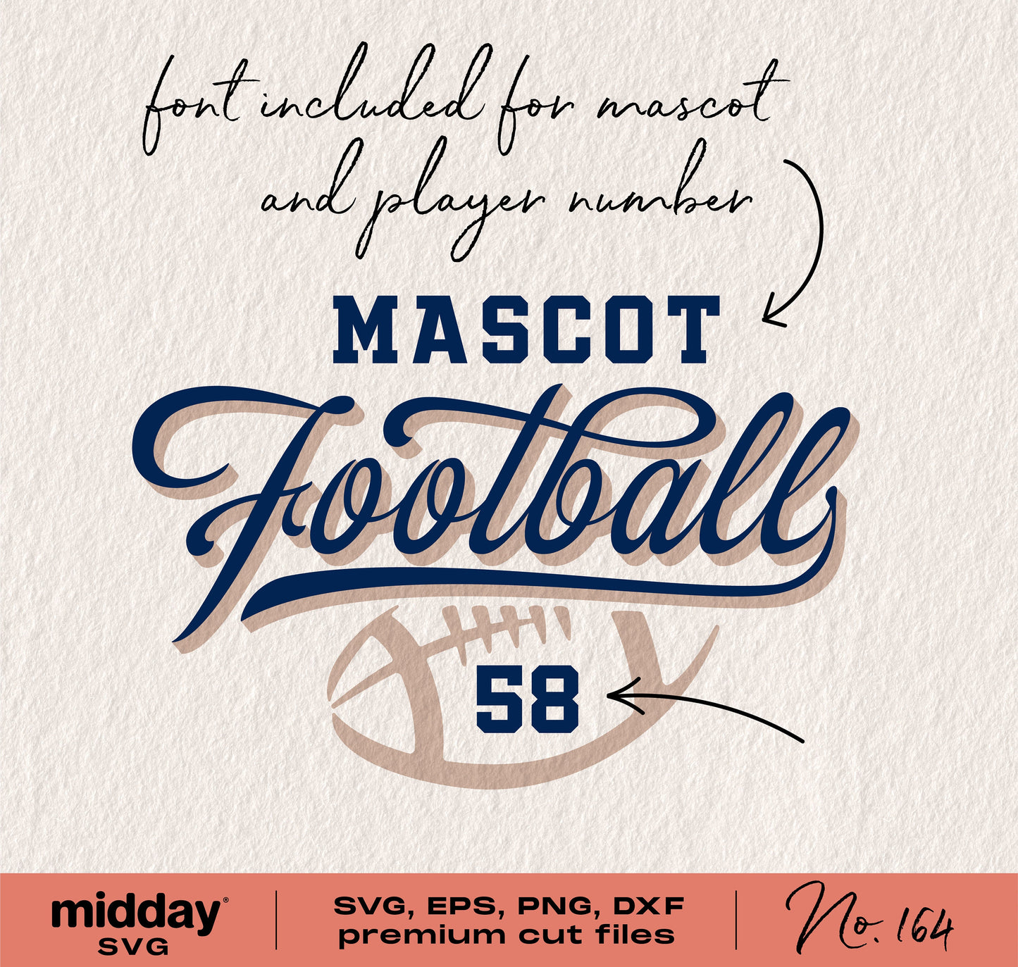 Football team shirt template with mascot logo, number 58, SVG PNG DXF EPS, for Cricut and Silhouette, includes font.