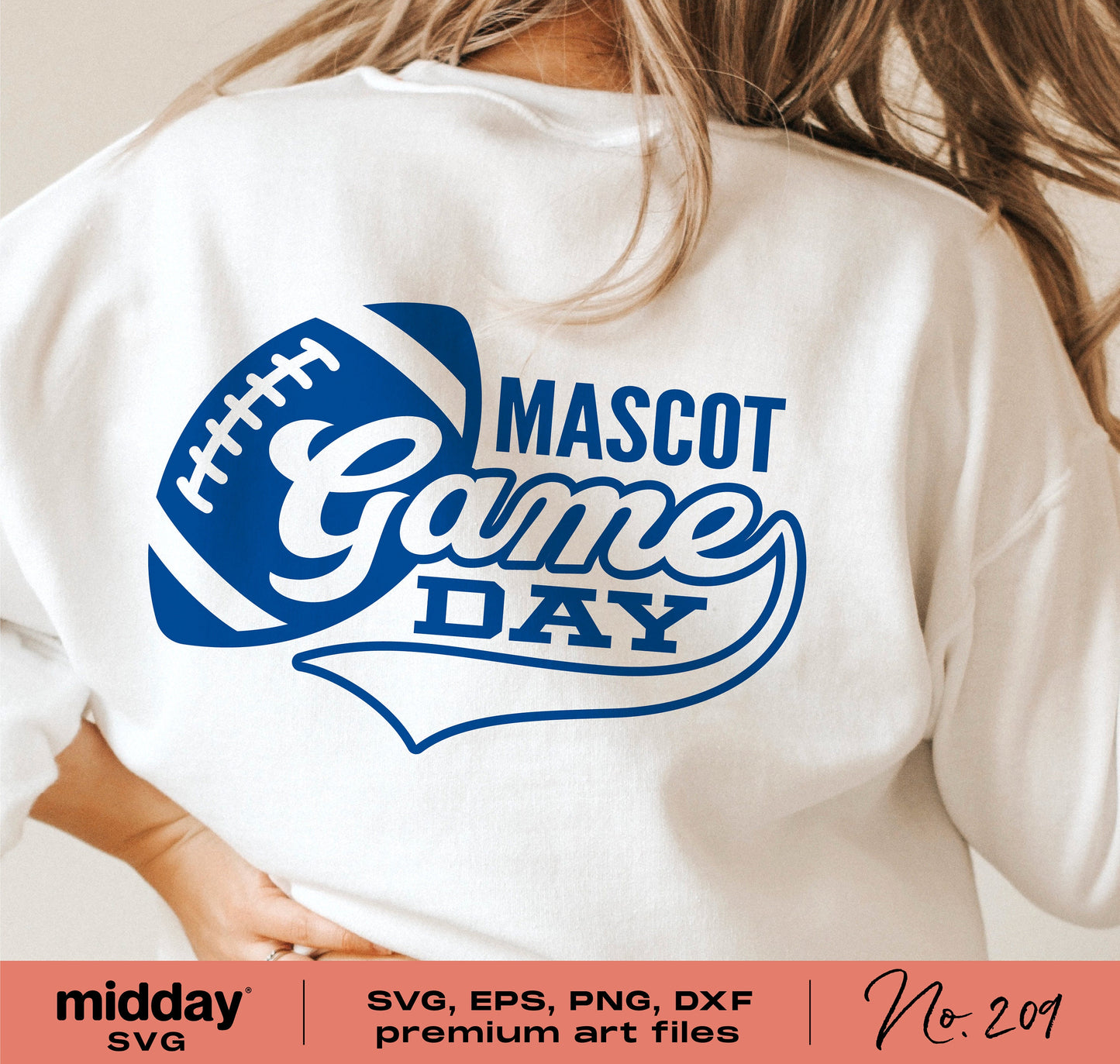 "Game Day Football SVG design on shirt featuring a football logo for Cricut and Silhouette cutting machines."