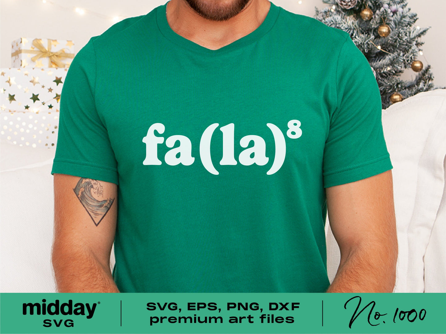 Funny Christmas shirt with 'fa(la)8' text, perfect for family sweaters, available in SVG, PNG, DXF, EPS formats for holiday designs.