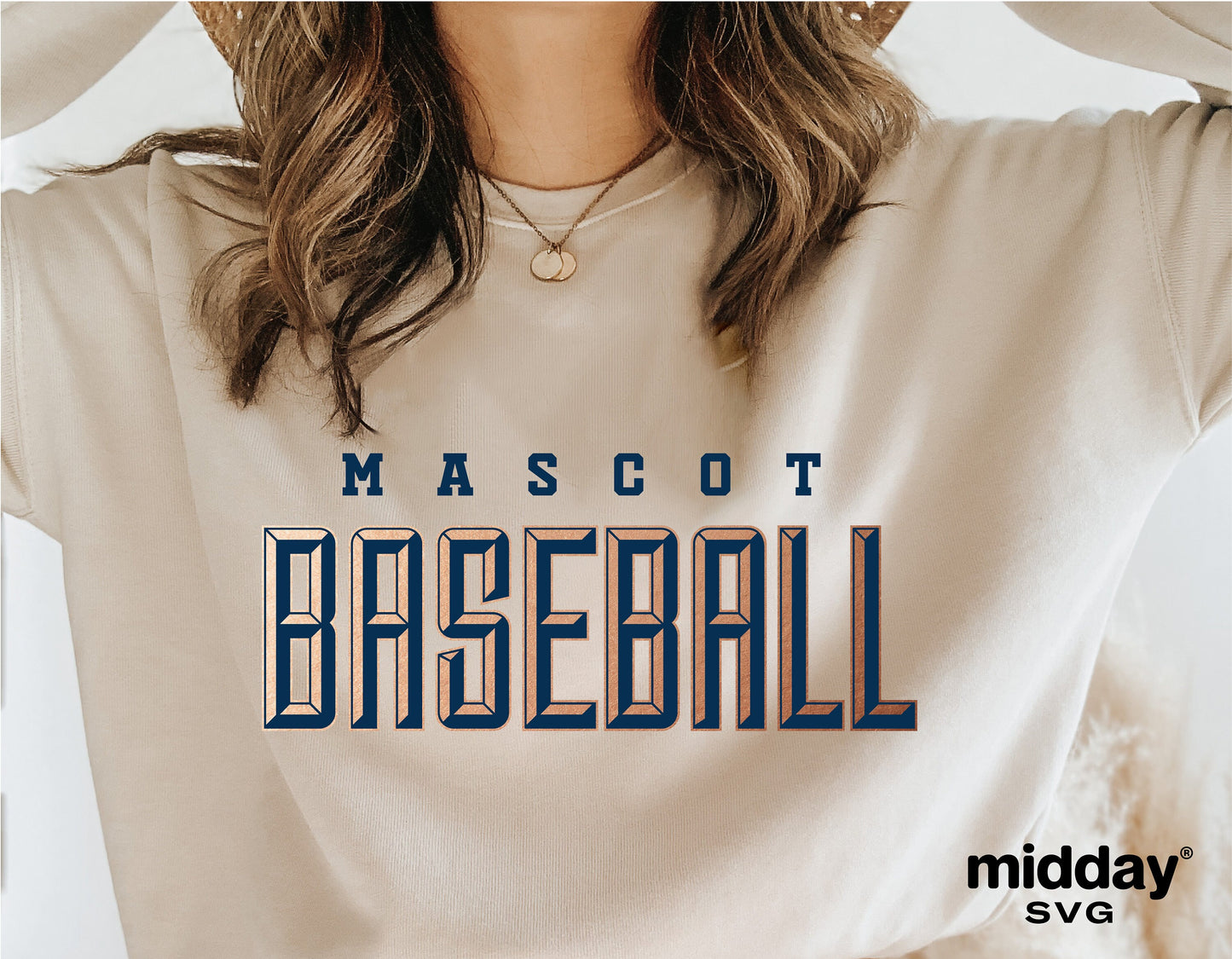 Woman wearing shirt featuring 'Mascot Baseball' design, ideal for Cricut and Silhouette projects.