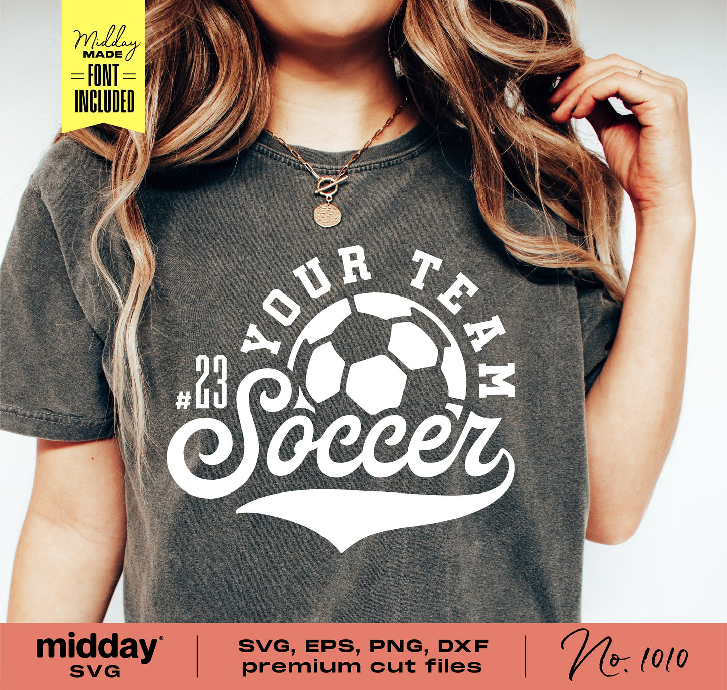 "Soccer team shirt featuring SVG, EPS, PNG, DXF design with customizable logo for Cricut or Silhouette projects."