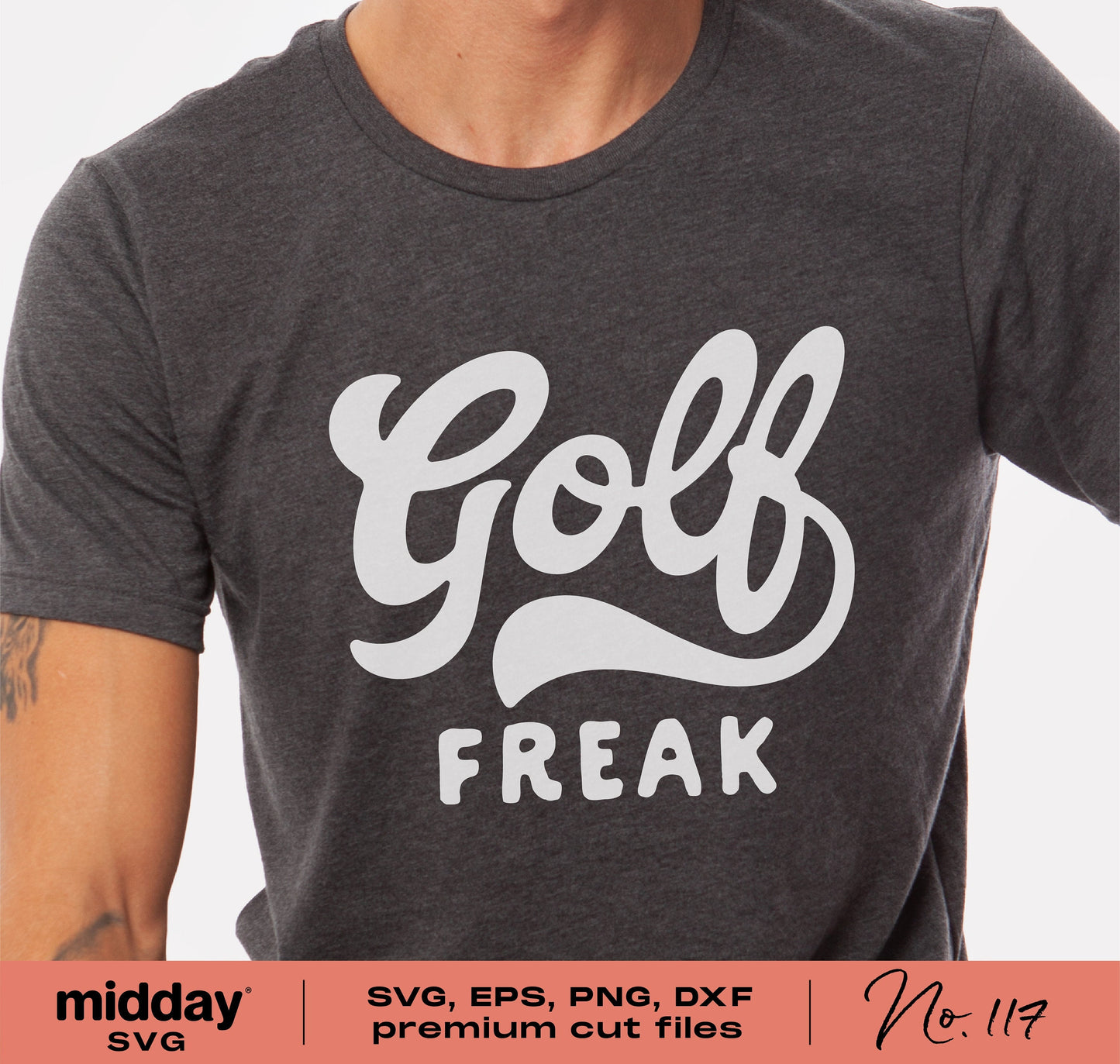 Golf Freak shirt design in SVG, EPS, PNG, DXF formats, perfect for Cricut and Silhouette projects.