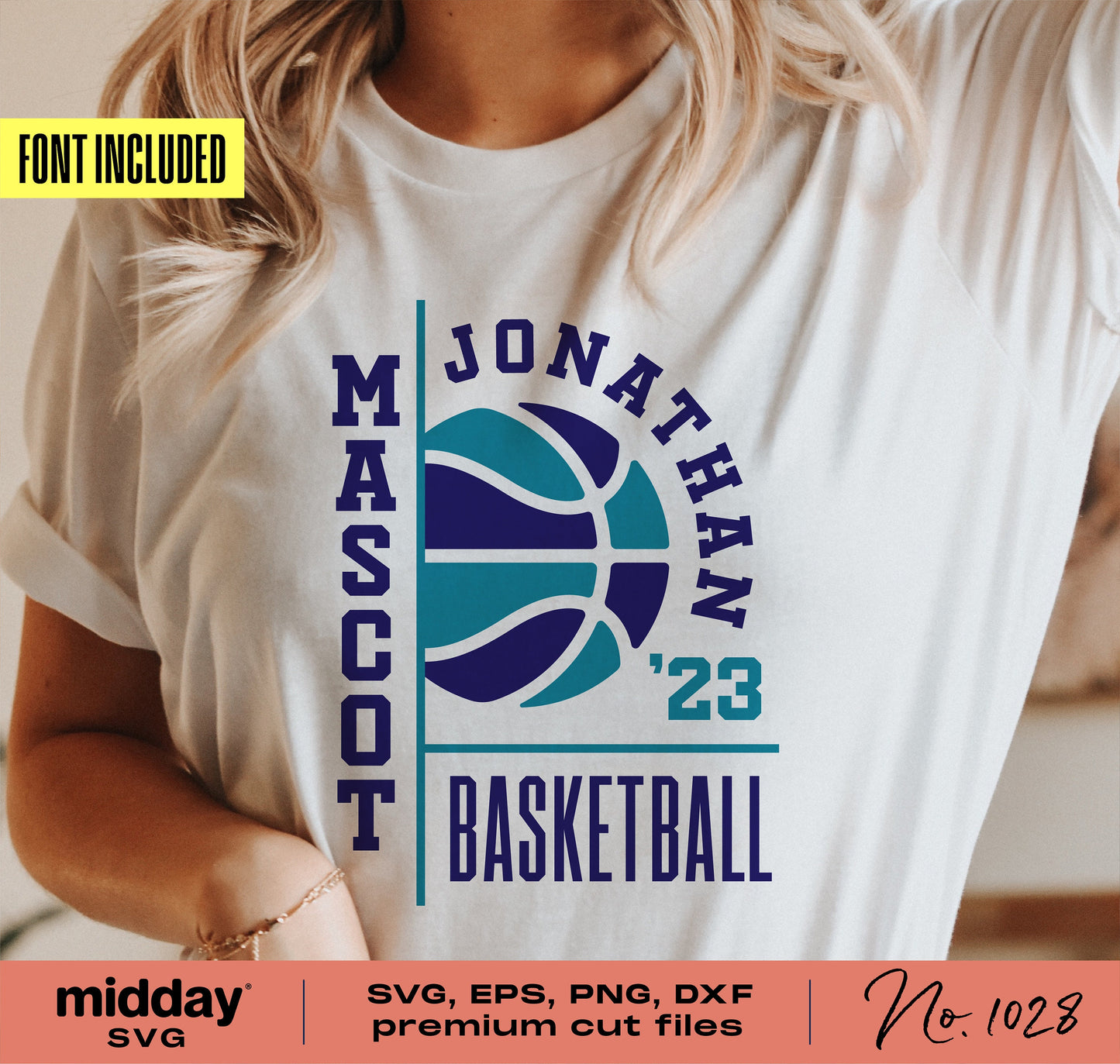 Customizable basketball team shirt template with font, suitable for cutting files like Svg, Png, Dxf, Eps, Cricut, Silhouette.