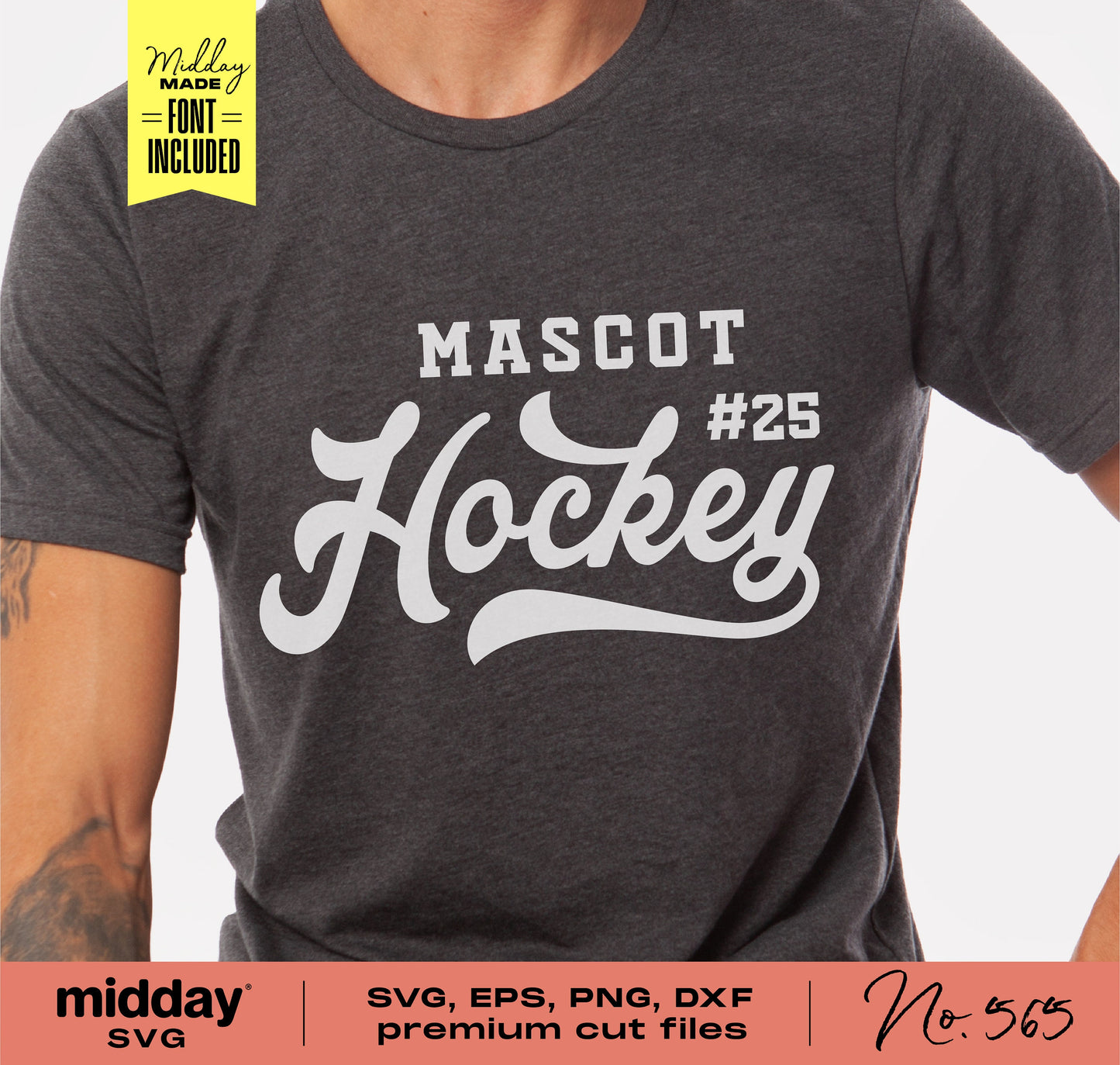 "Mascot #25 Hockey Shirt with SVG, EPS, PNG, DXF Cut Files for Cricut and Silhouette"