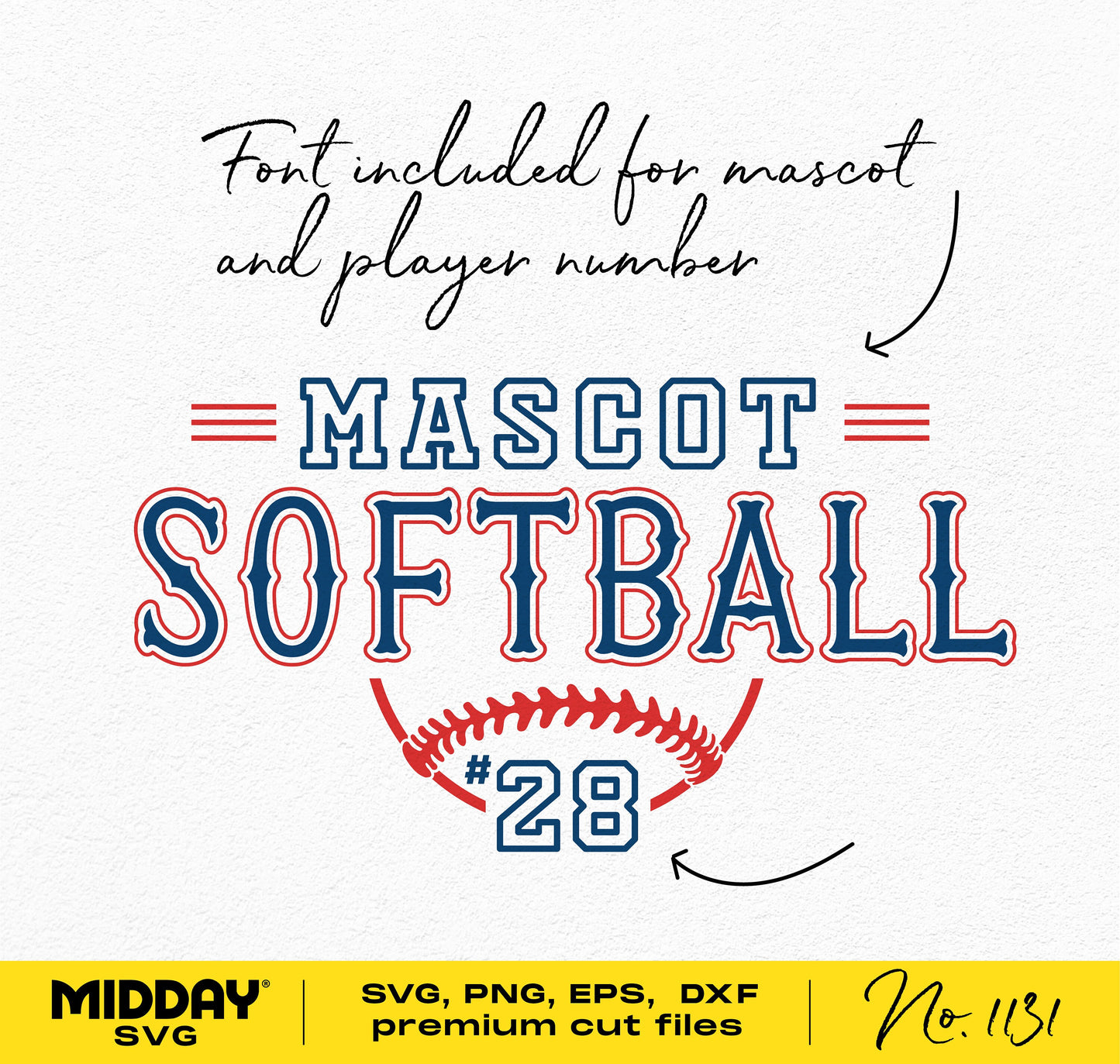 Customizable softball team logo SVG with mascot design and player number font, ideal for Cricut and Silhouette crafting projects.