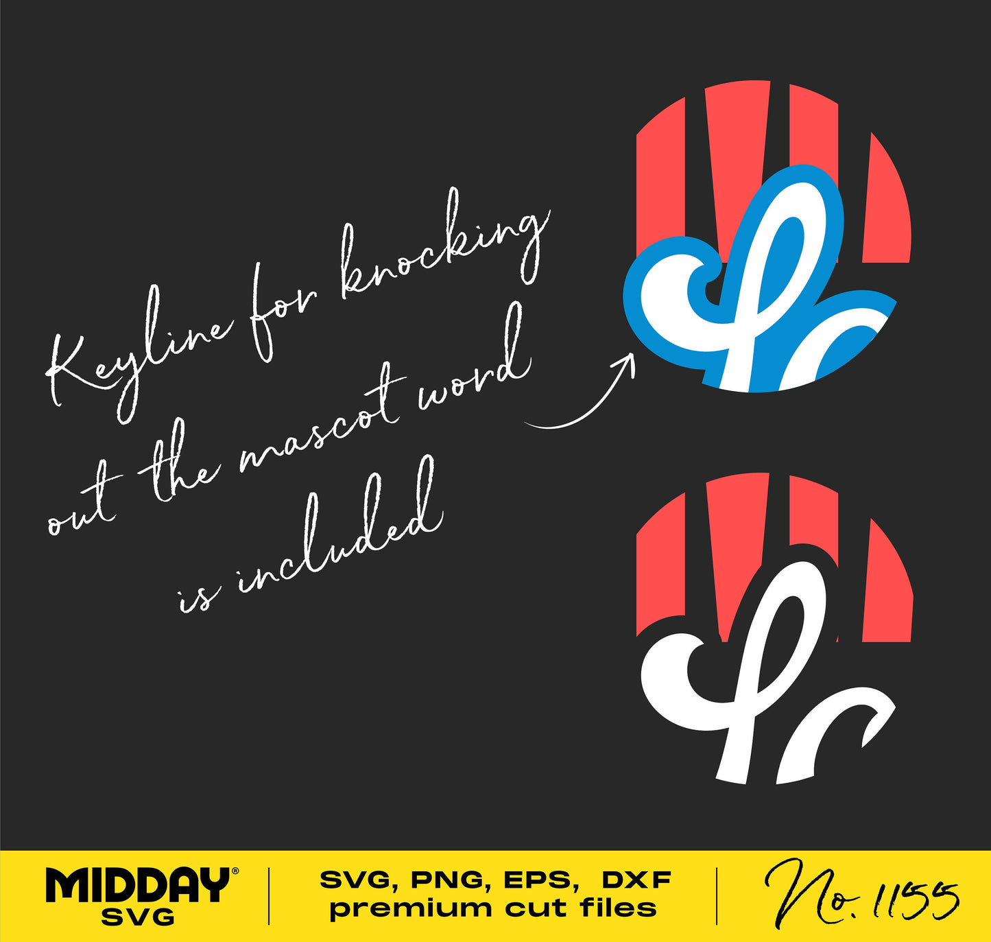 Softball team logo SVG design with keyline, includes premium cut files in SVG, PNG, EPS, and DXF formats for Cricut and Silhouette.