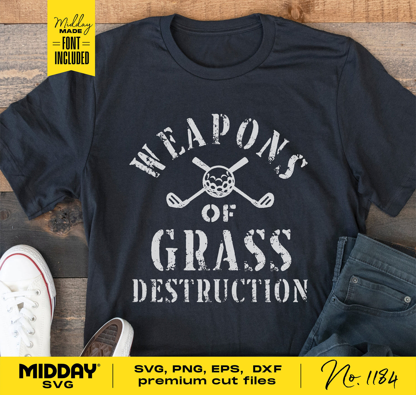 Funny Golf Shirt with 'Weapons of Grass Destruction' Quote, Ideal for Cricut and Silhouette Projects, Includes SVG, PNG, EPS, DXF Files