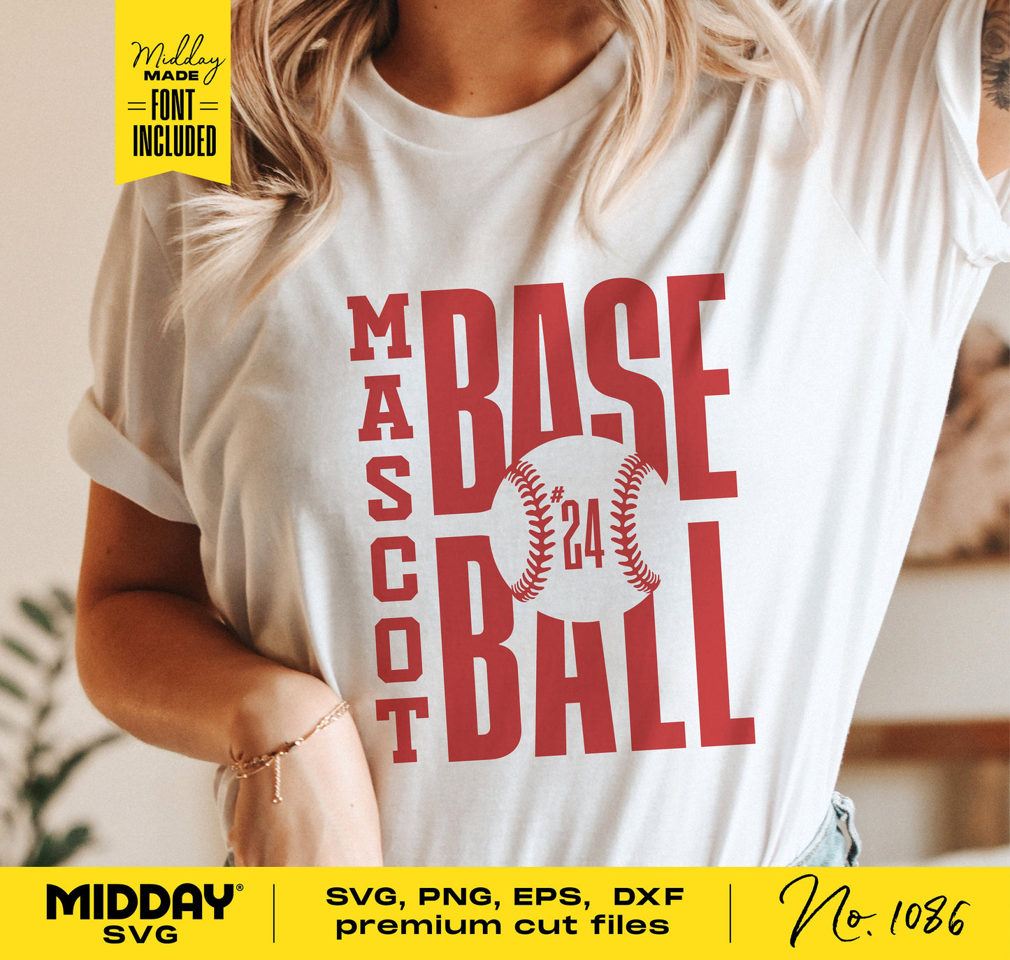 Customizable baseball team shirt template design on t-shirt, DIY cricut cut file, includes SVG, PNG, EPS, DXF formats.