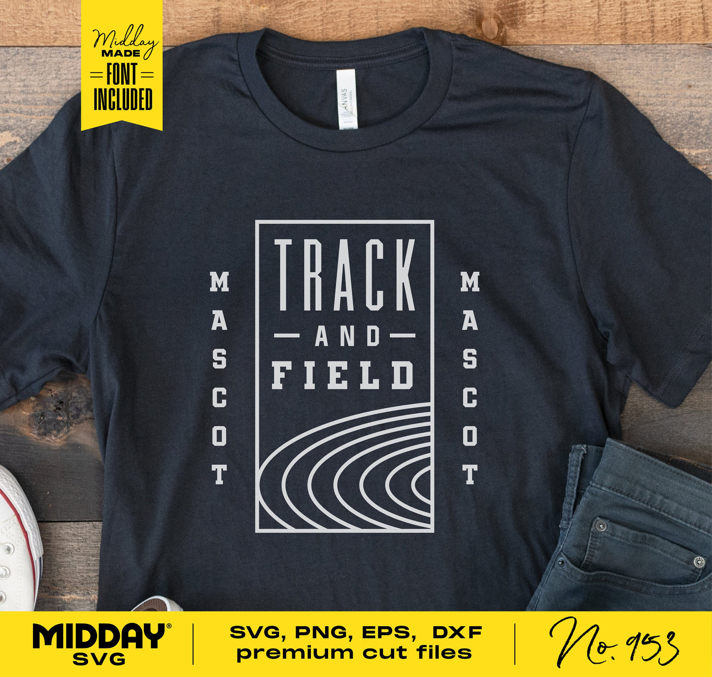 Track and Field Mascot Shirt Design with SVG, PNG, EPS, DXF formats for Cricut and Sublimation Crafting.
