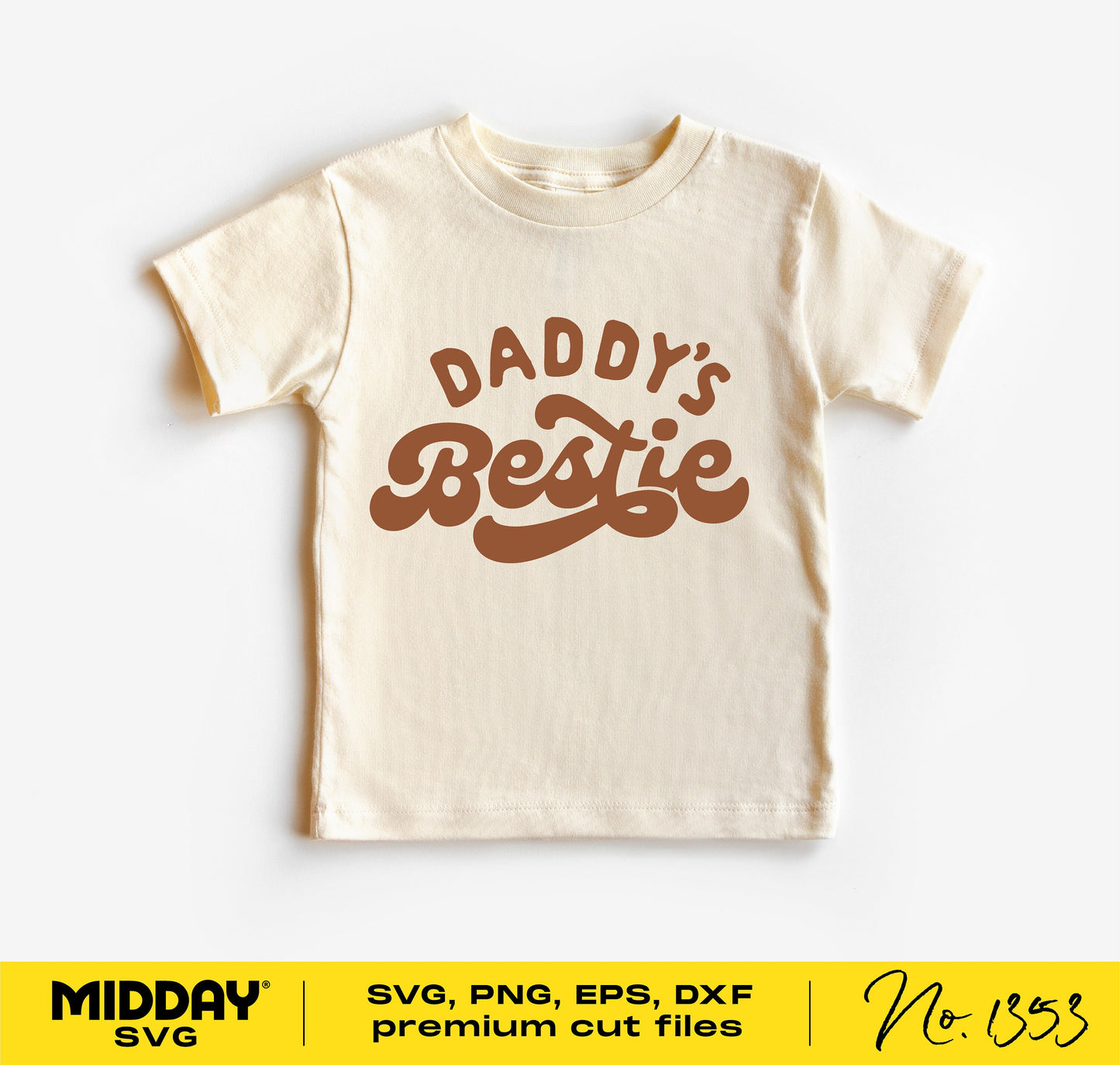 Baby t-shirt with retro 'Daddy's Bestie' design, ideal for Father's Day gift, includes SVG, PNG, EPS, DXF file formats.