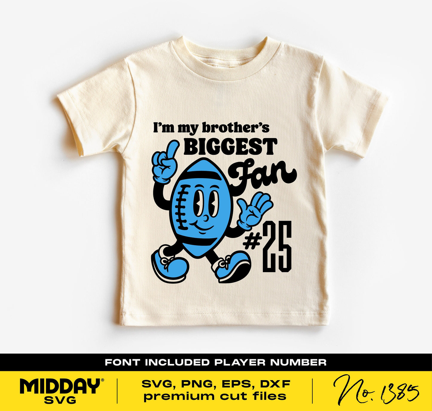 Children's t-shirt with "I'm my brother's biggest fan" football design, perfect for Cricut projects and sublimation.