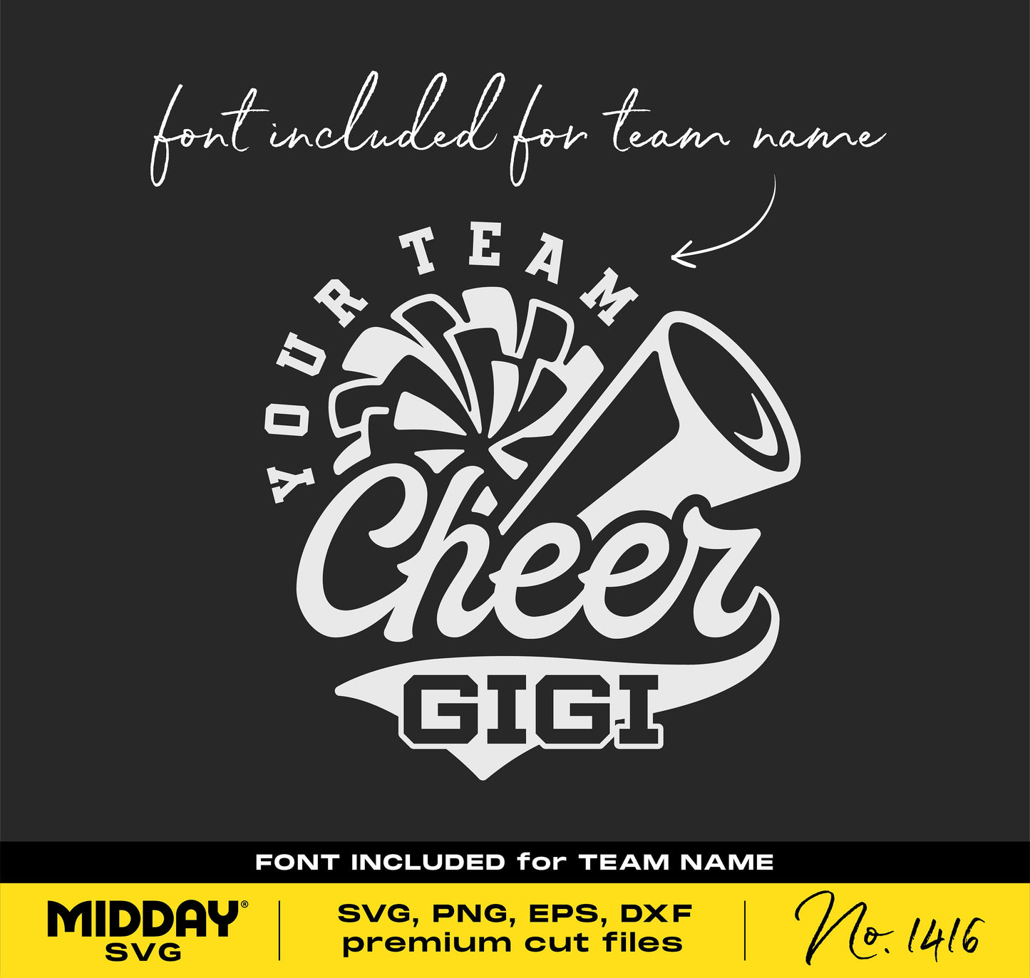 Cheer Gigi SVG PNG design with cheerleading graphics, ideal for Cricut, silhouette, tumbler wrap and sublimation projects.