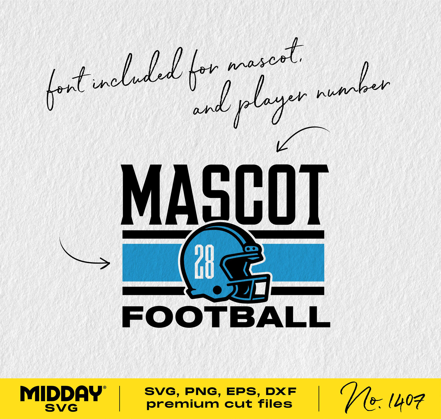 Football SVG design with helmet graphic and customizable font, ideal for team shirts, Cricut projects, and tumblers.