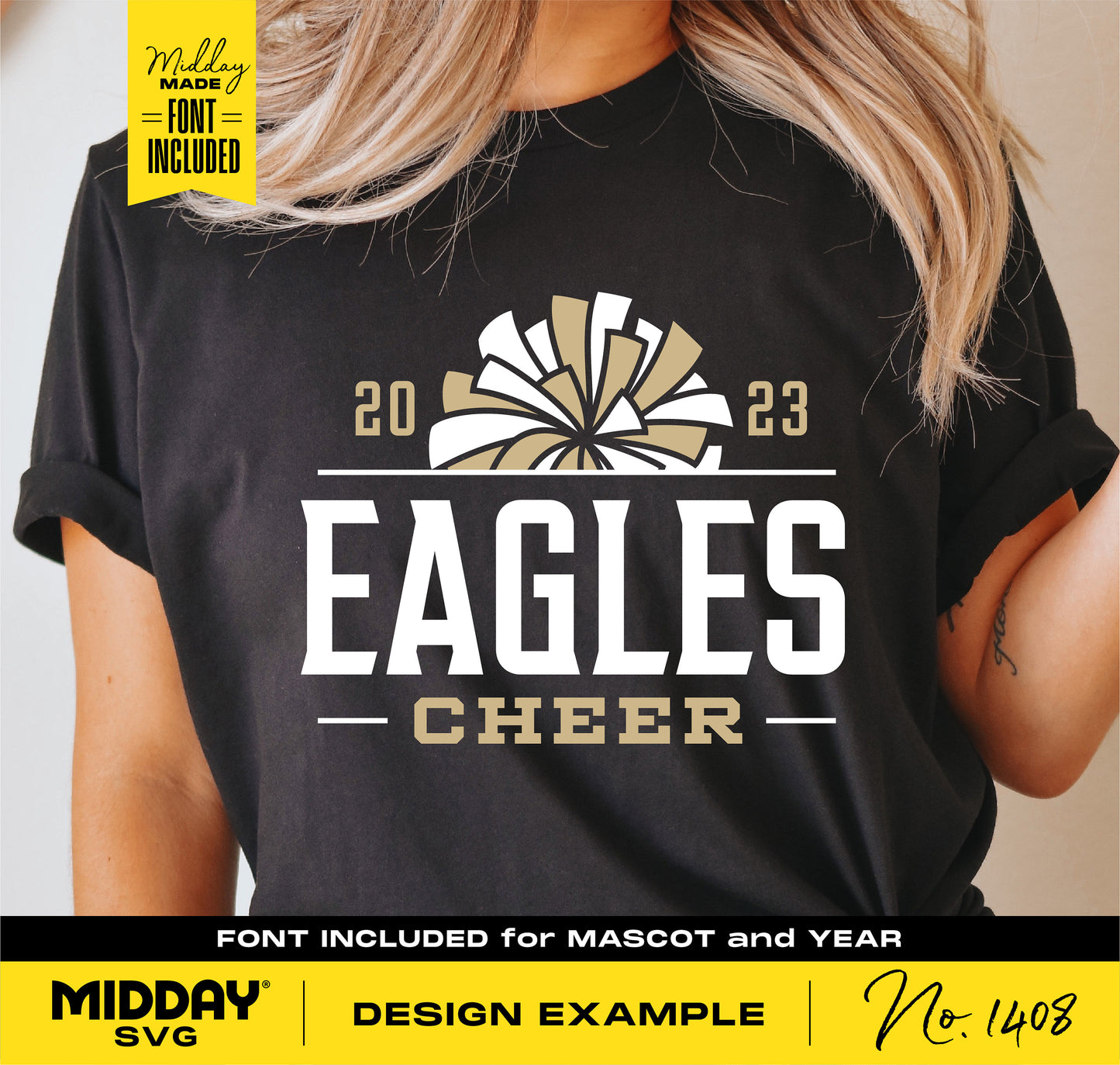 T-shirt with 'Eagles Cheer' 2023 design for cheerleaders, suitable for Cricut and Silhouette, SVG included.