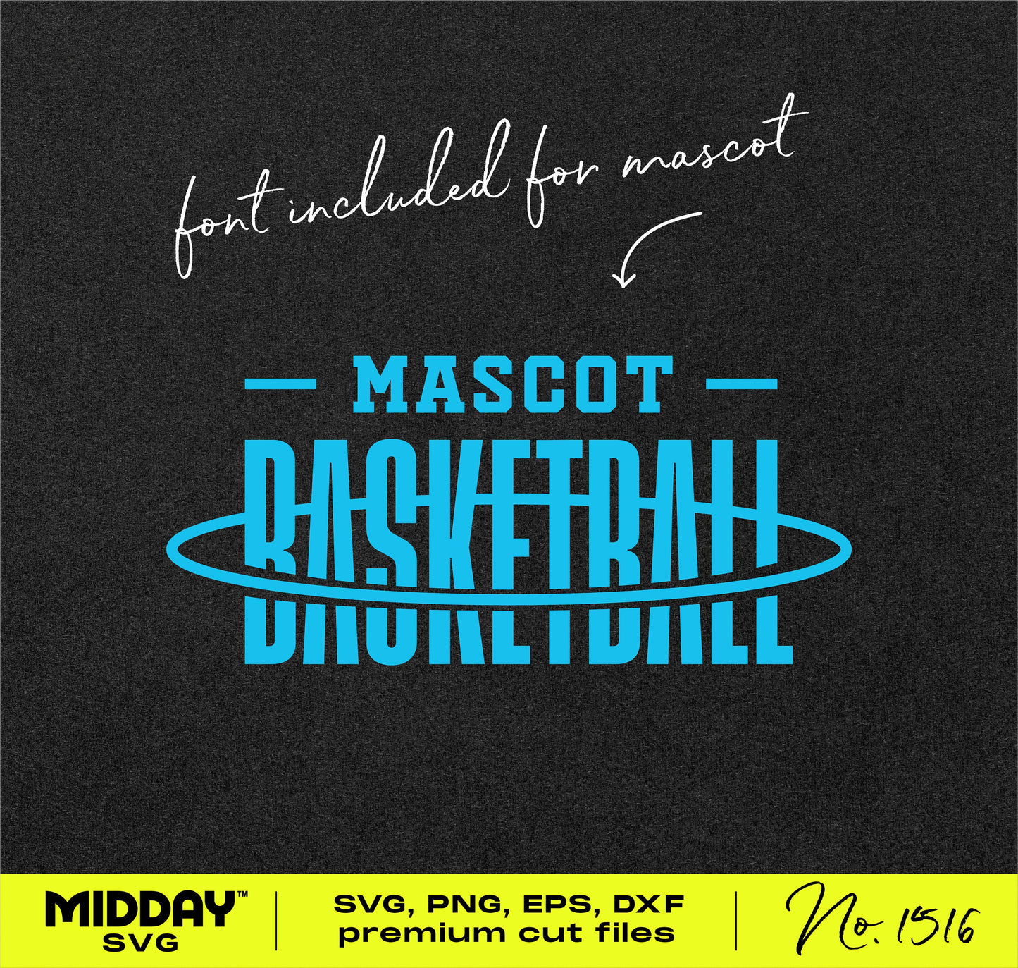 Blue basketball hoop lettering SVG design with font for mascots.