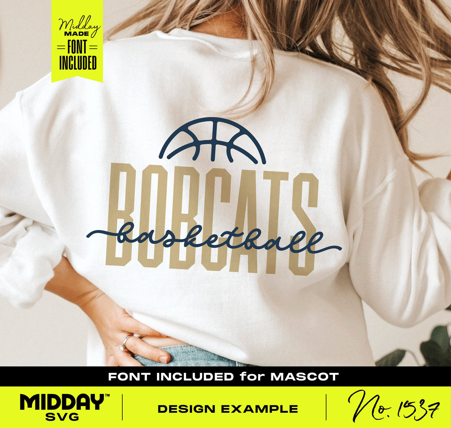Back of a shirt featuring 'Bobcats Basketball' SVG design, ideal for team apparel customization with Cricut and Silhouette.