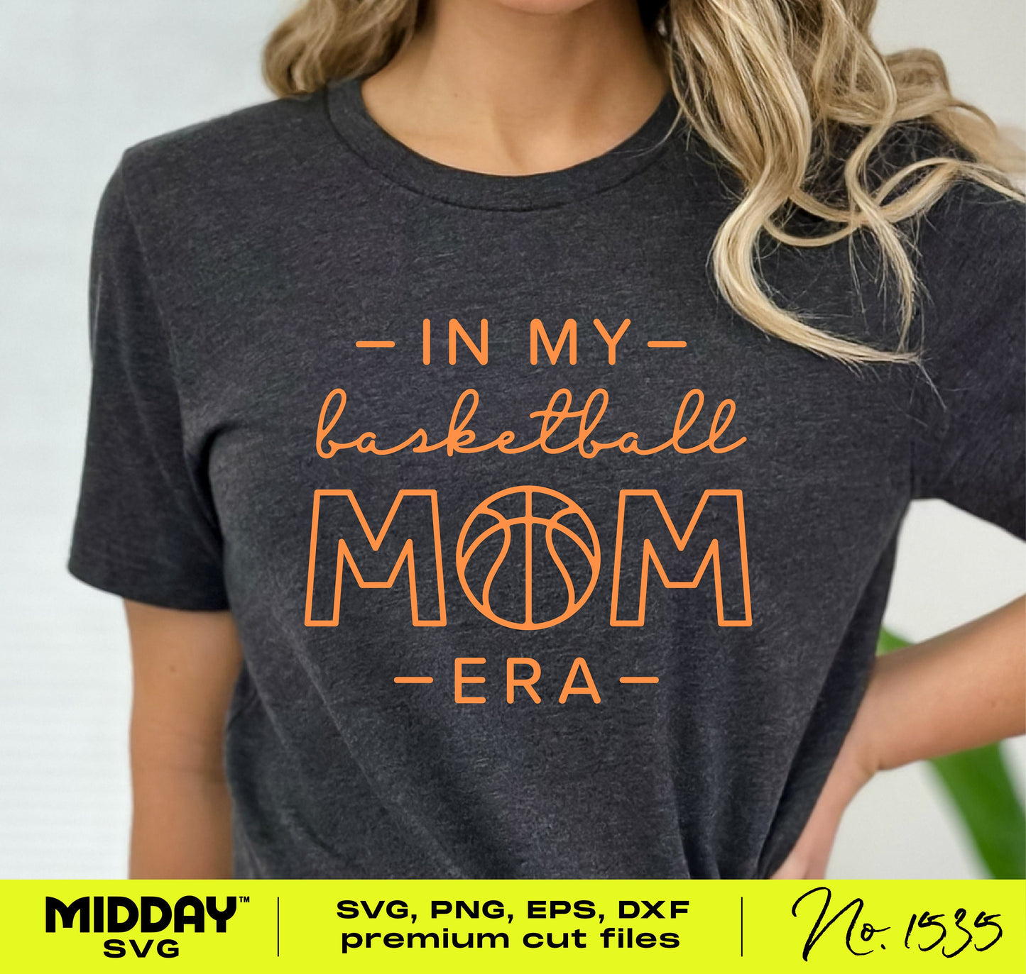 "In My Basketball Mom Era" t-shirt design in SVG, PNG, EPS formats for Cricut and Silhouette crafting.