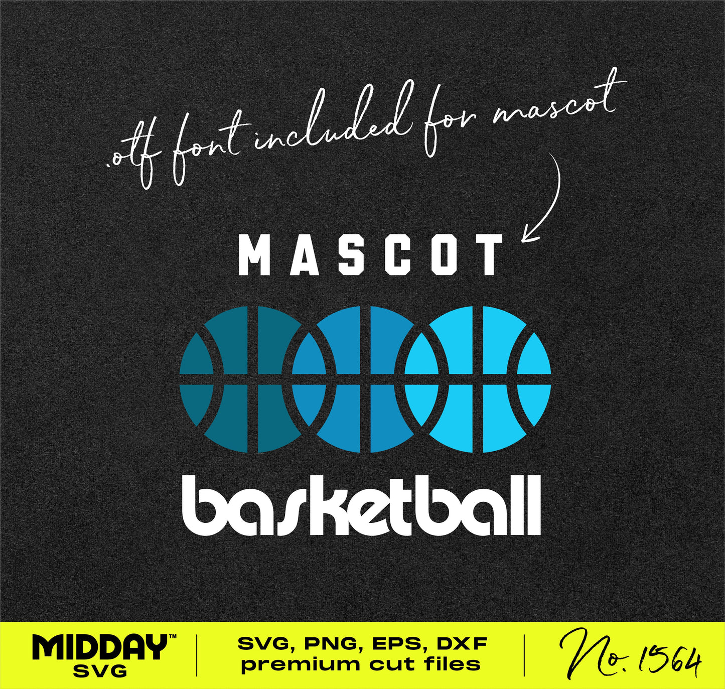 Customizable geometric basketball SVG PNG template design for team logos and shirts with included OTF font