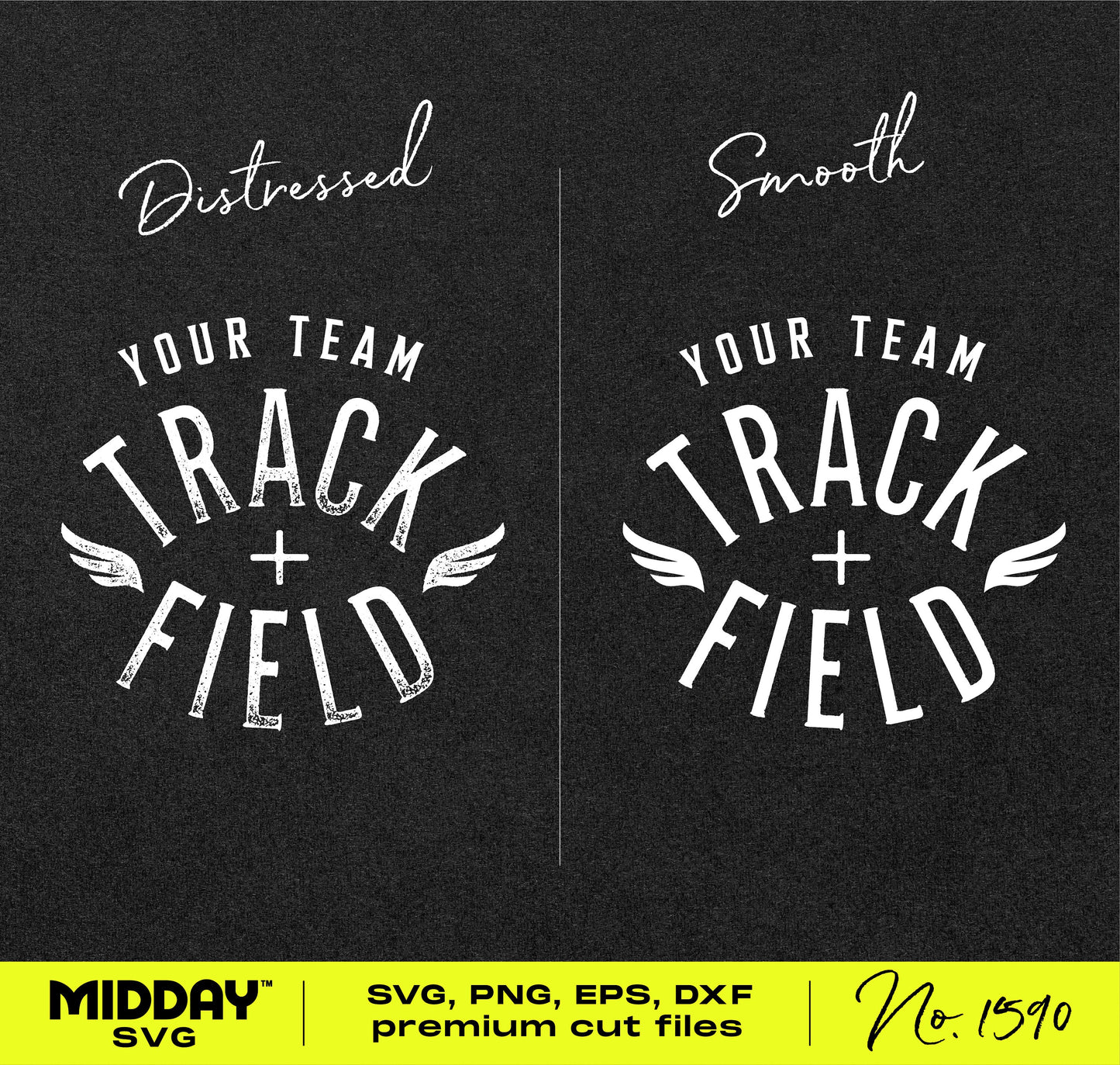 Track and Field Team SVG Template in distressed and smooth styles for custom designs, suitable for t-shirts and bags.