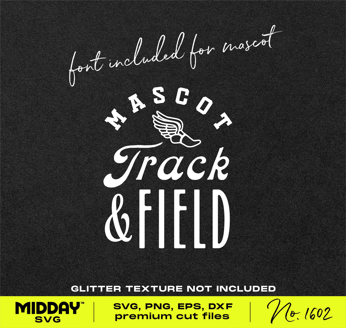 Track and Field SVG design with wings logo and customizable text for Cricut and Silhouette, ideal for team shirts and banners.