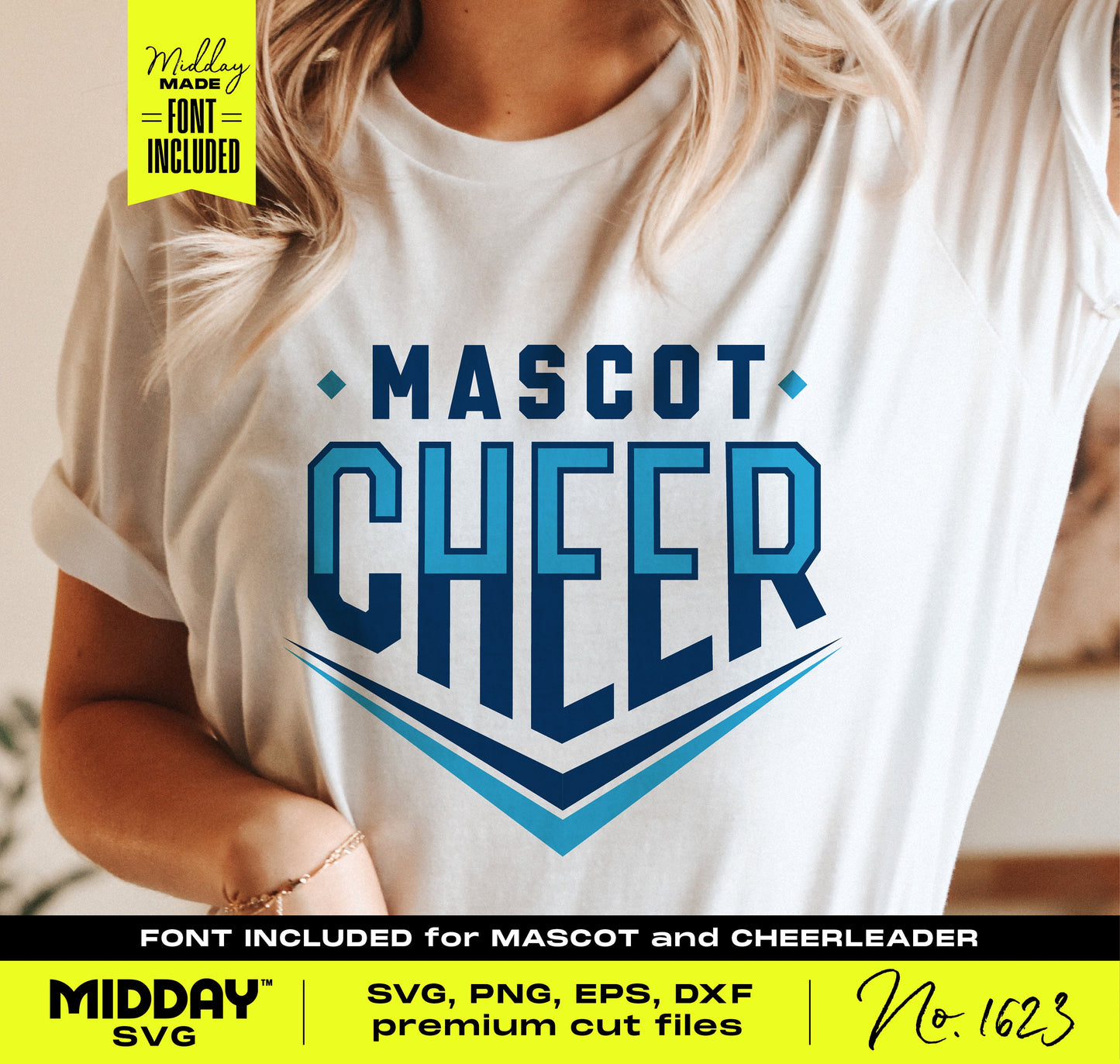 Bold Cheer Team SVG Template on T-shirt with Eye-Catching Typography for Cheerleading Crafts