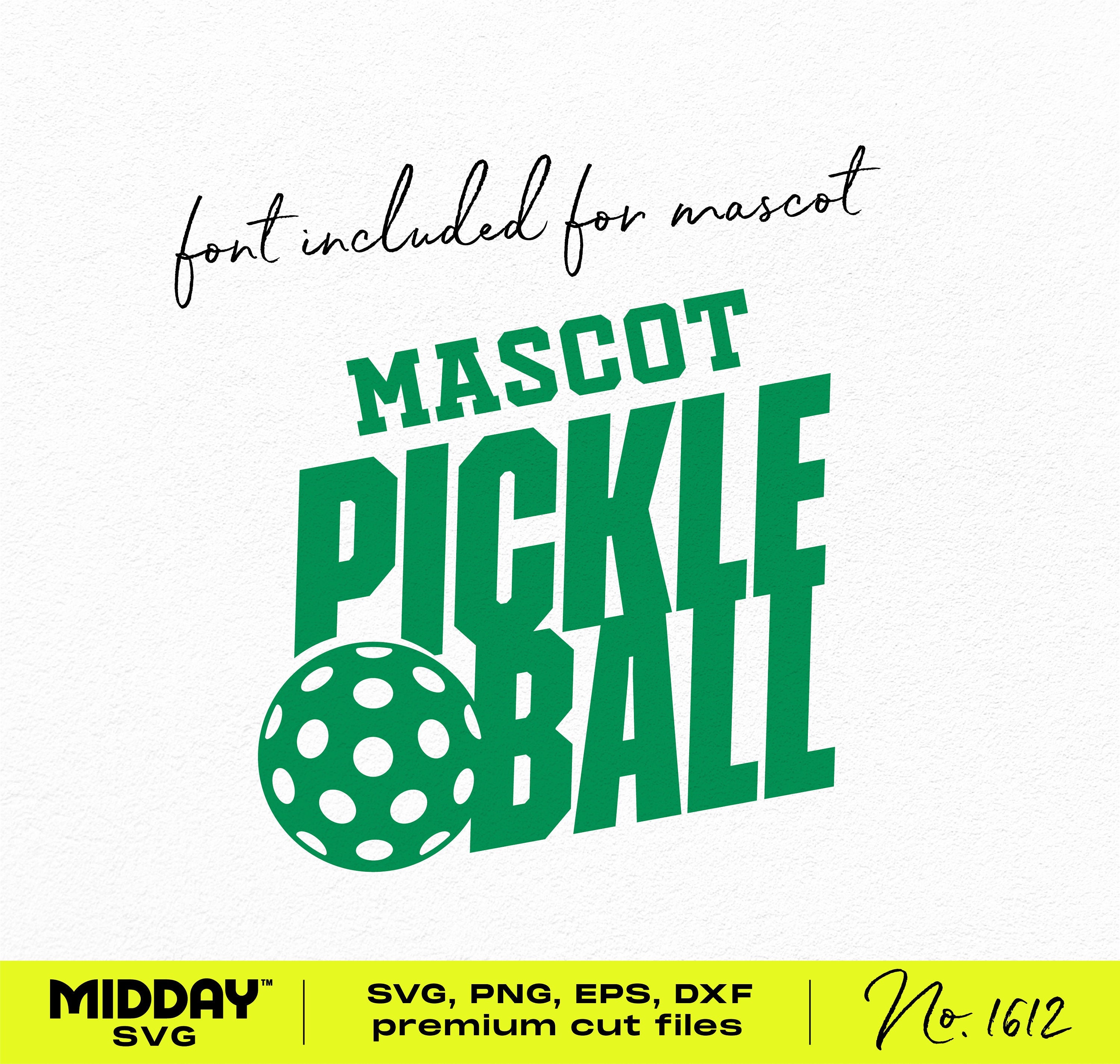 Energetic Pickleball SVG Design - Mascot Font Included, Available in SVG, PNG, EPS, DXF Formats, Perfect for Shirts and Crafts