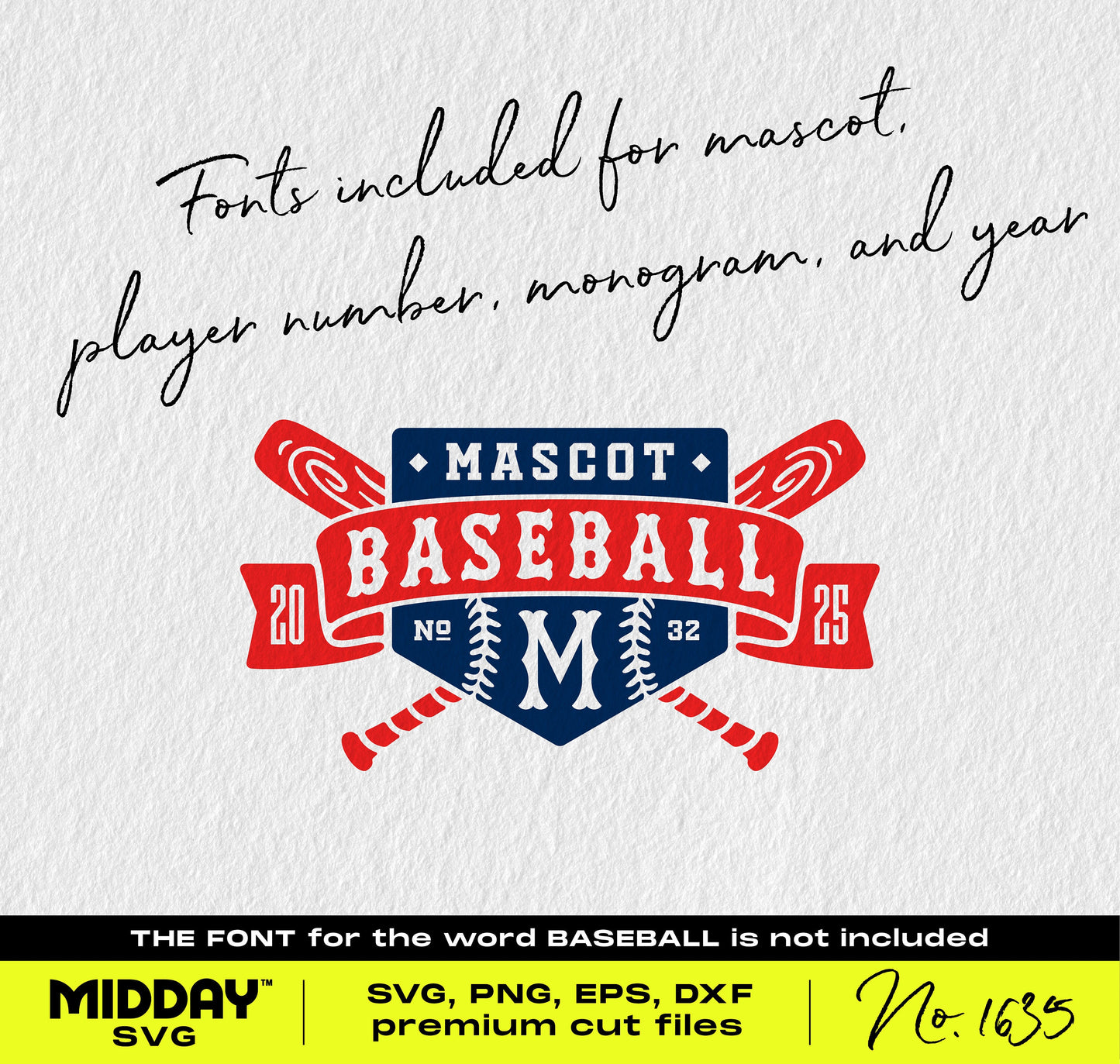 Customizable baseball SVG design featuring home plate, team logo with mascot, and included fonts for DIY sports projects using Cricut.