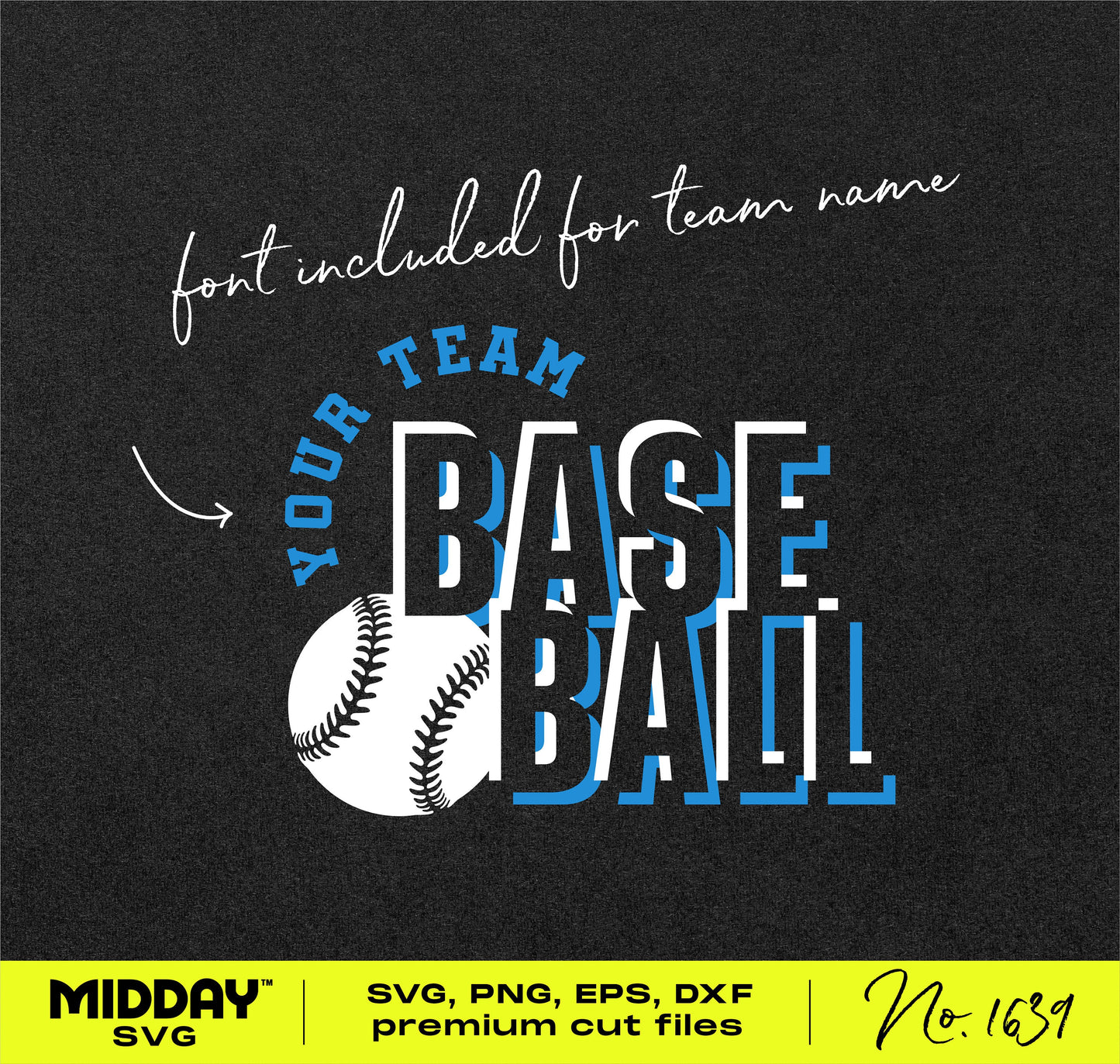 Customizable Sporty Baseball SVG Template with Team Name Font and Baseball Graphic