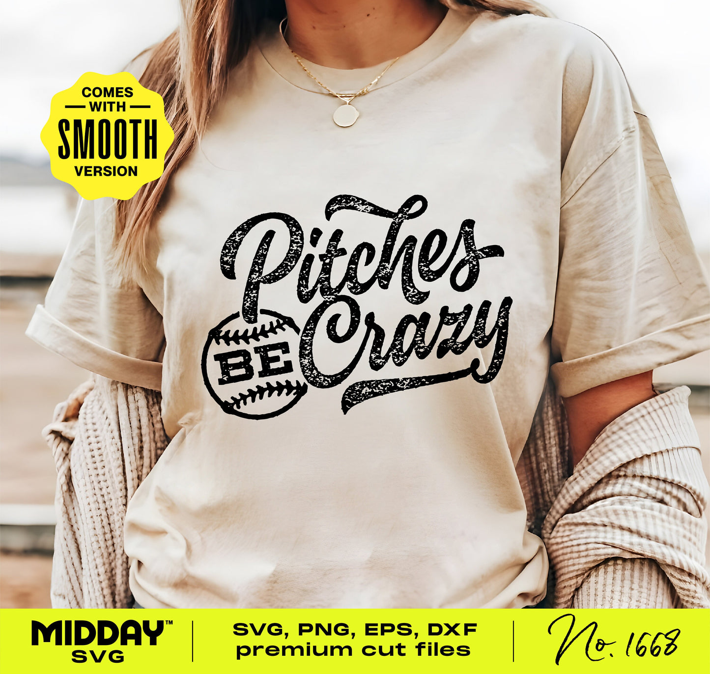Funny 'Pitches Be Crazy' softball t-shirt design in SVG and PNG format for digital download.