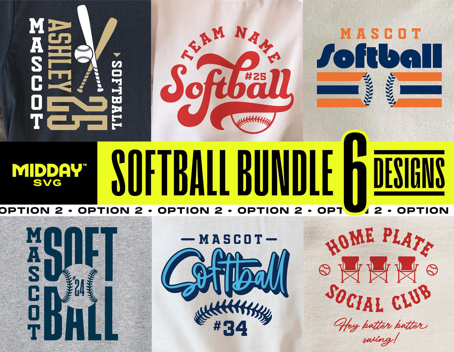 Ultimate Softball SVG PNG Bundle with 6 creative designs for crafting personalized sports apparel and accessories.