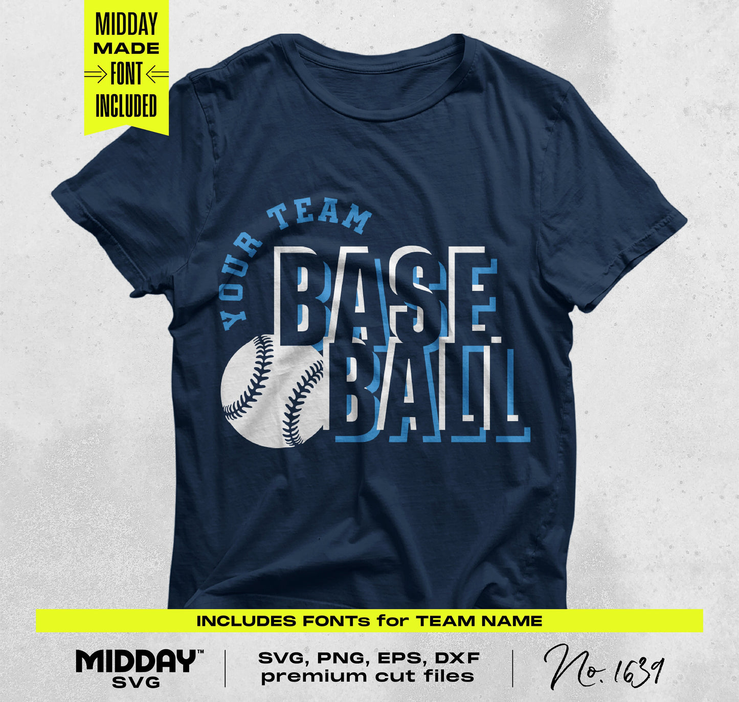 Baseball t-shirt mockup featuring customizable text and a baseball SVG design, part of the Baseball Bundle v8 crafting collection.