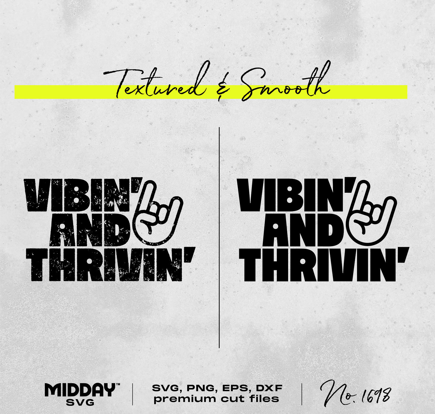 Adorable Thrivin' and Vibin' kids SVG design in textured and smooth style for DIY projects, includes SVG, PNG, EPS, DXF formats.