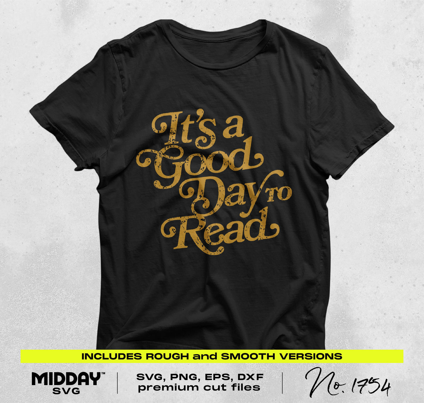 Black t-shirt with gold text 'It's a Good Day to Read' perfect for educators and book lovers, suitable for creating custom teacher shirts.