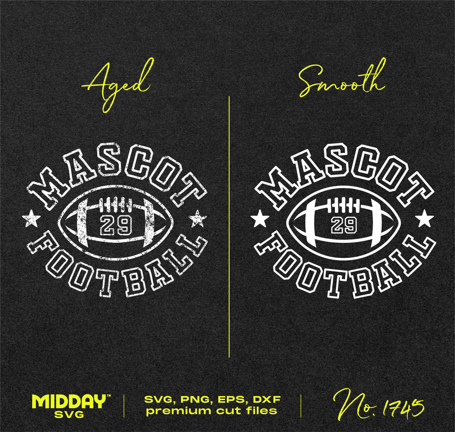 Rustic football team logo SVG/PNG design with aged and smooth styles for custom shirts and templates.