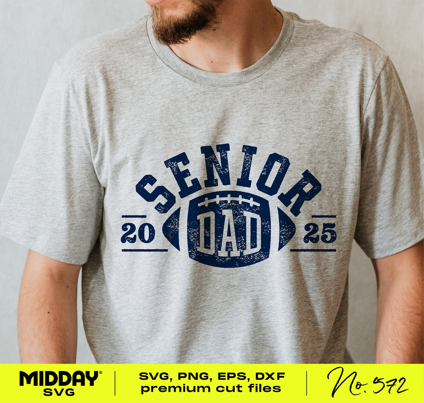 Football Senior Dad 2025 t-shirt design in SVG, PNG, EPS, DXF formats for Cricut and Silhouette cutting machines, perfect for graduates.