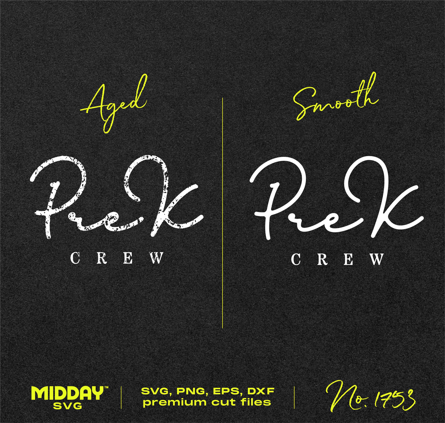Pre-K Crew SVG design for shirts, featuring aged and smooth text styles, ideal for Pre-K teachers and classroom decor.