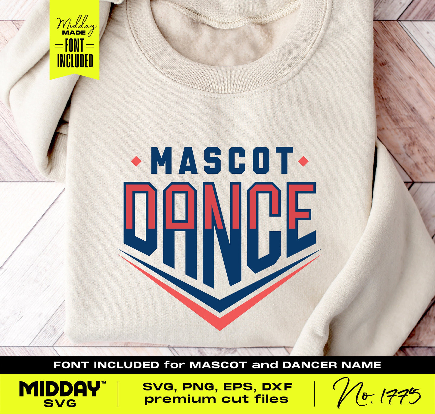 Dance team SVG template with custom font, perfect for creating personalized dance shirts, includes SVG, PNG, EPS, DXF cut files.