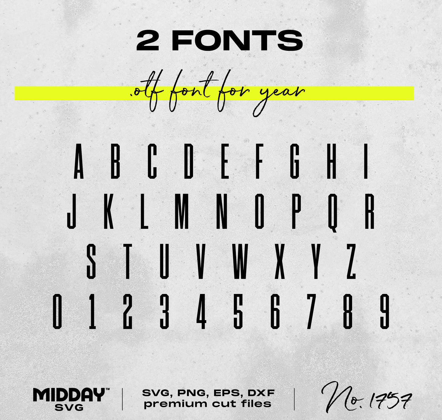 Stylish font display with alphabet and numbers for design projects