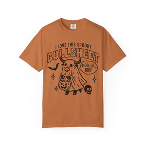 Funny Halloween Bull in Sheet Unisex T-shirt, Halloween Costume Tee, Spooky Bullshirt, Ghost Costume Shirt, Halloween Party Apparel
