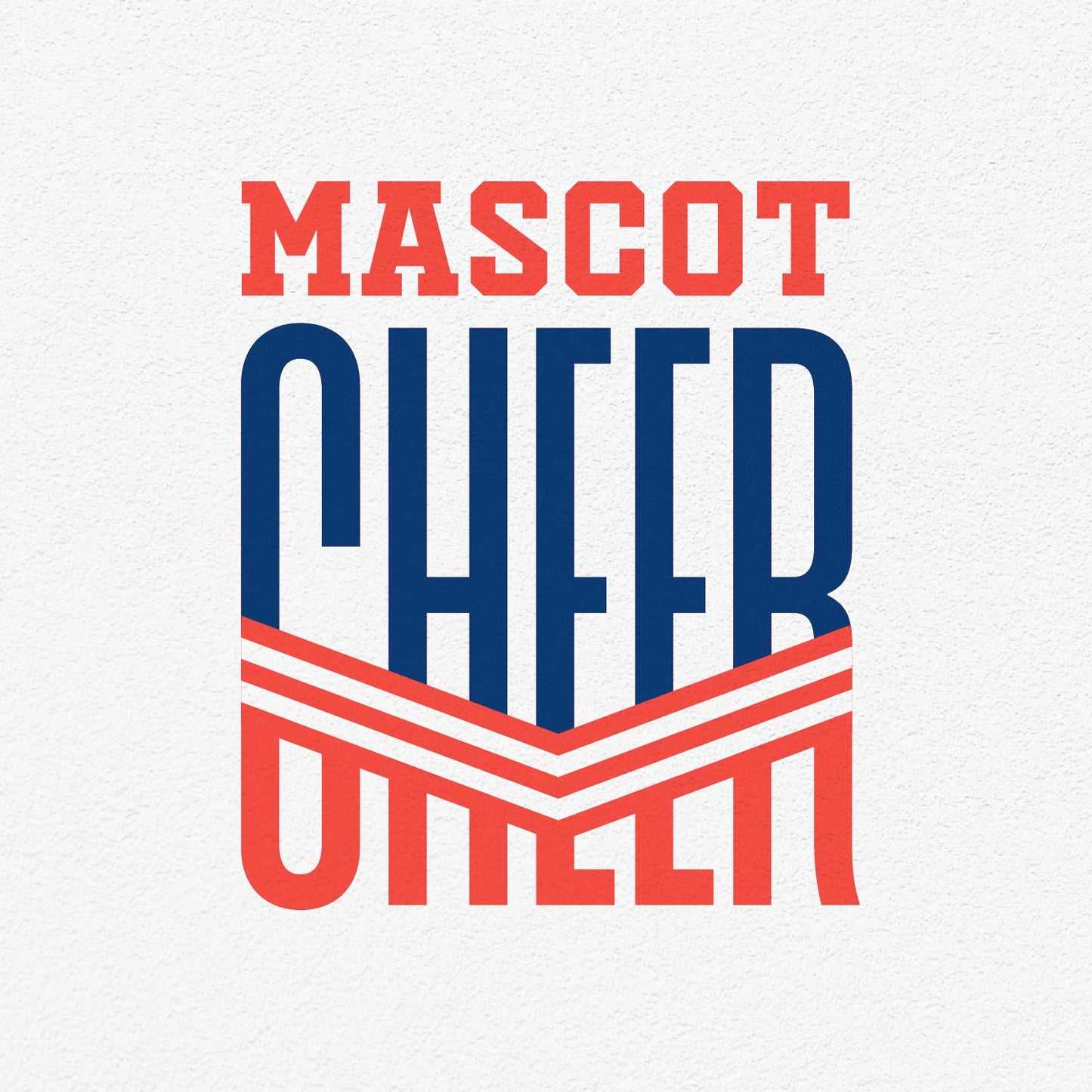 Cheerleader mascot template design in bold red and blue letters, perfect for crafting projects and events, available in SVG and more formats.