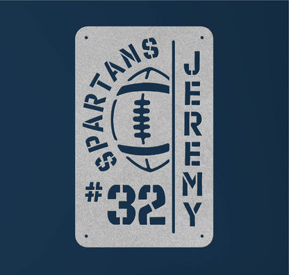 Customizable Football Player Sign, Add Your Team, Player Number, & Name