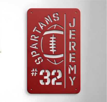 Customizable Football Player Sign, Add Your Team, Player Number, & Name