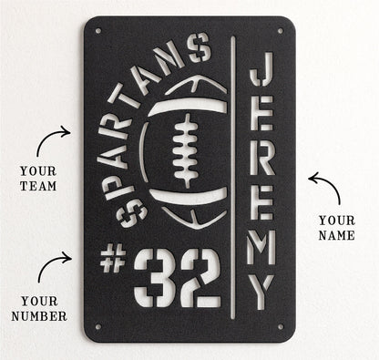 Customizable Football Player Sign, Add Your Team, Player Number, & Name