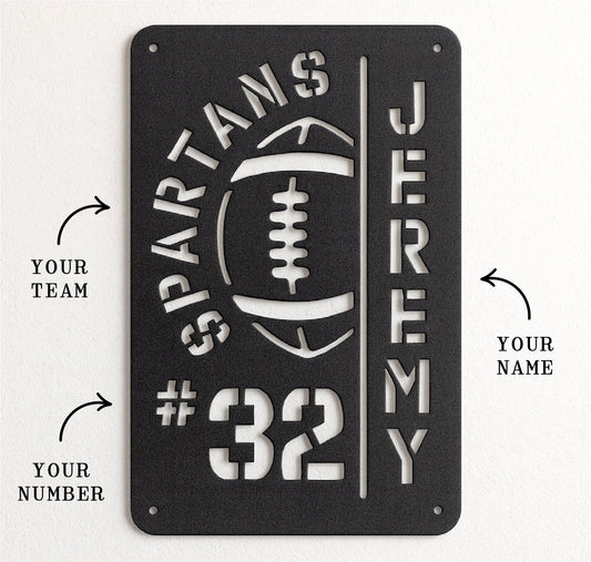 Customizable Football Player Sign, Add Your Team, Player Number, & Name