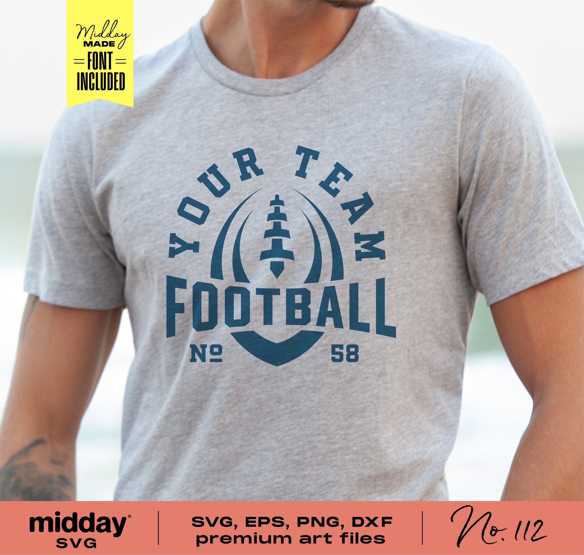 Football team shirt with customized logo design, part of a DIY bundle for Cricut and Silhouette, featuring SVG, PNG, DXF, EPS files.