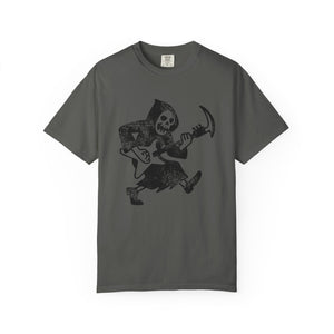Grim Reaper Guitar Tee, Funny Halloween Unisex Shirt, Rocker T-shirt, Halloween Graphic Tee, Music Lover Gift, Halloween Costume Shirt