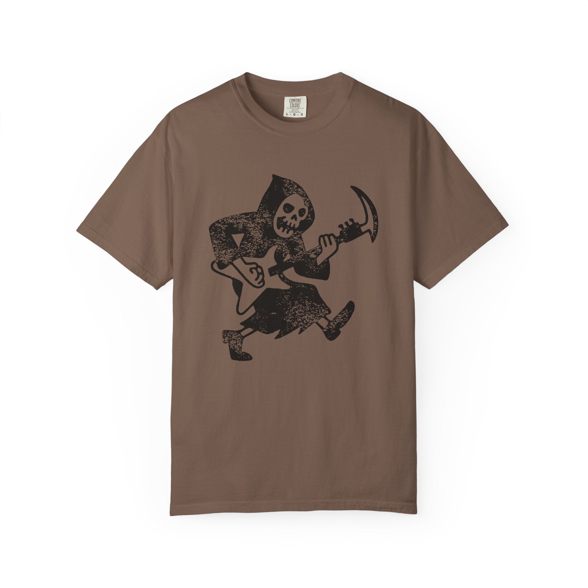 Grim Reaper Guitar Tee, Funny Halloween Unisex Shirt, Rocker T-shirt, Halloween Graphic Tee, Music Lover Gift, Halloween Costume Shirt