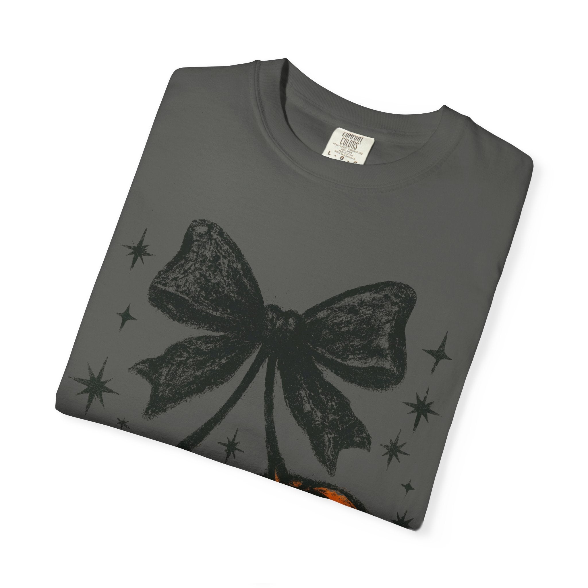 Cherries Pumpkin Comfort Colors® T-shirt, Halloween Jack O Lantern Gift, Fall Coquette Bow, Pumpkin Season Shirt, Cozy Autumn Tee