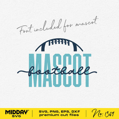 Football team SVG template with customizable mascot font, includes SVG, PNG, DXF, EPS formats. Ideal for crafting personalized items.