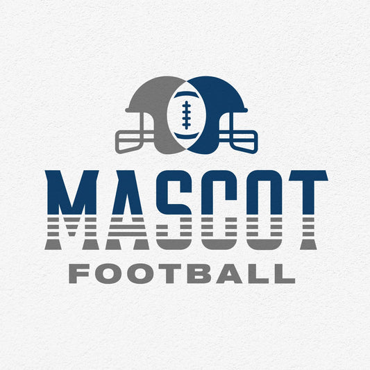 Illustrated football helmets and ball with 'Mascot Football' text, perfect for team spirit designs like shirts, banners, and decals.